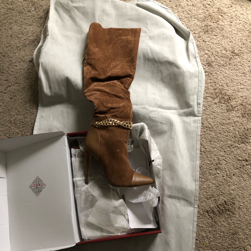 Thigh high suede boot